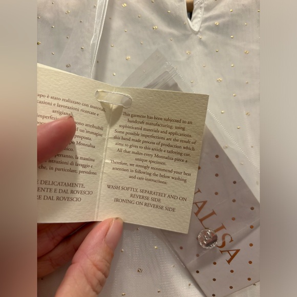 MonnaLisa Tulle dress gown spire flounces golden dots gold sequins cream formal - Picture 11 of 17